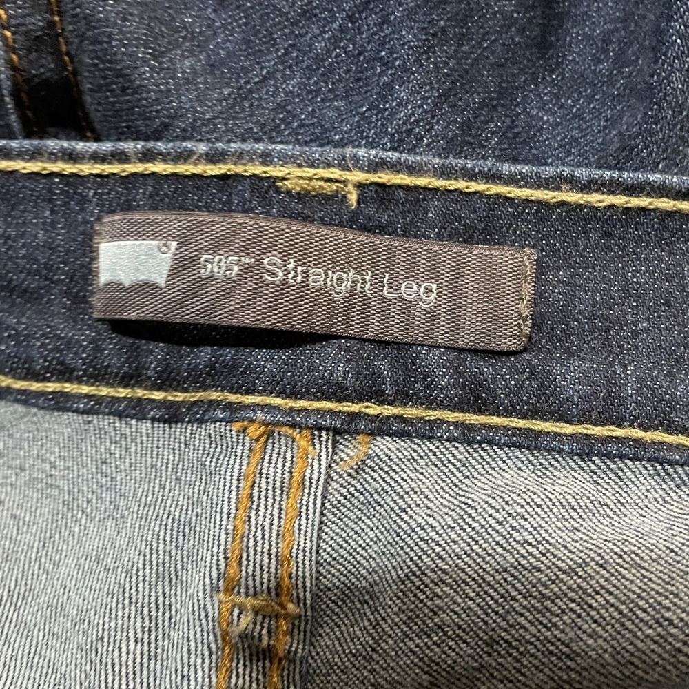 Levis 505 Jeans Straight Leg Dark Blue Stretch Denim Trousers Womens SZ 31x33 - Picture 3 of 11
